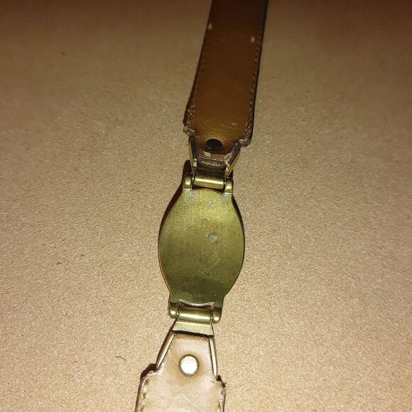 Brown Leather Belt Handcrafted Italian Roco Ornate Brass Buckle Detailing - Picture 13 of 16